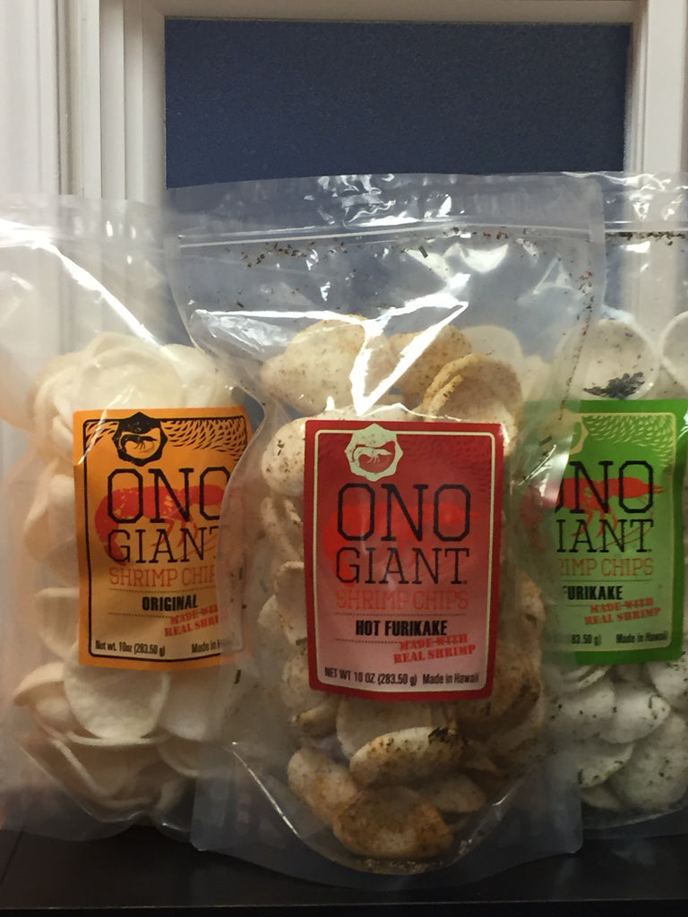 Four Ono Giant Shrimp Chips -10 oz bags (Shipping Included)