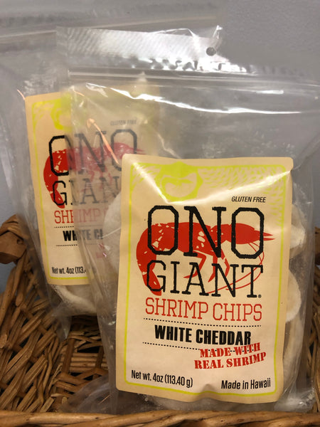 Two Ono Giant Shrimp Chips - White Cheddar 4oz bags (Shipping Included)