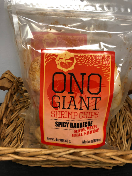 A. Two Ono Giant Shrimp Chips - Spicy BBQ 4 oz bags (Shipping Included)